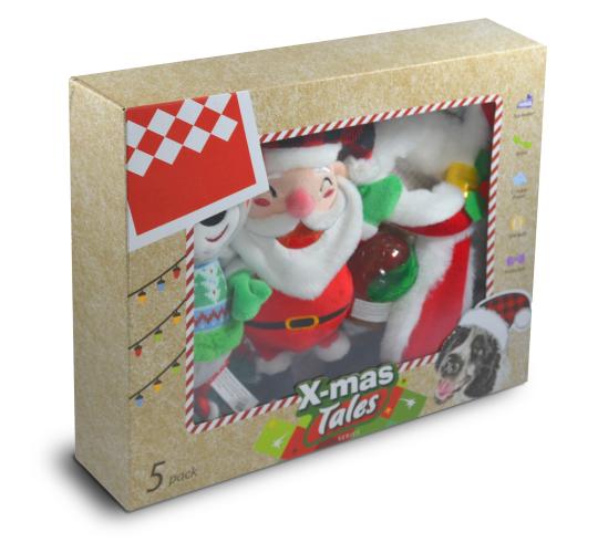 Xmas Tales box, Fun interactive Dog chew/plush toy set, Make holiday season memories Small, Medium, Large Breeds (Puppy/Small)