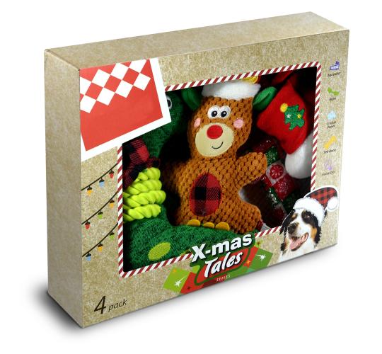 Xmas Tales box, Fun interactive Dog chew/plush toy set, Make holiday season memories Small, Medium, Large Breeds (Medium/Large)