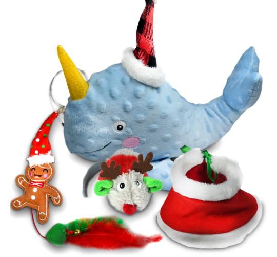 Xmas Tales, Fun interactive Cat Feather/plush toy set, Christmas Theme, Make holiday season memories