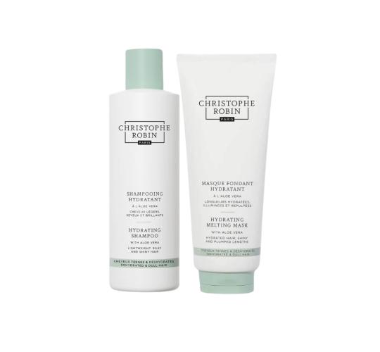 Christophe Robin Hydrating Shampoo with Aloe Vera 250ml And Christophe Robin Hydrating Melting Mask with Aloe Vera 200ml