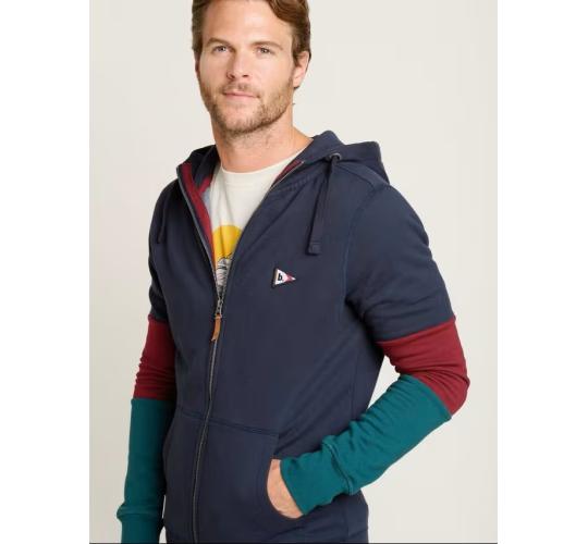 Job Lot Of 7 Mens Brakeburn Colour Block Zip-Through Hoodie, Navy