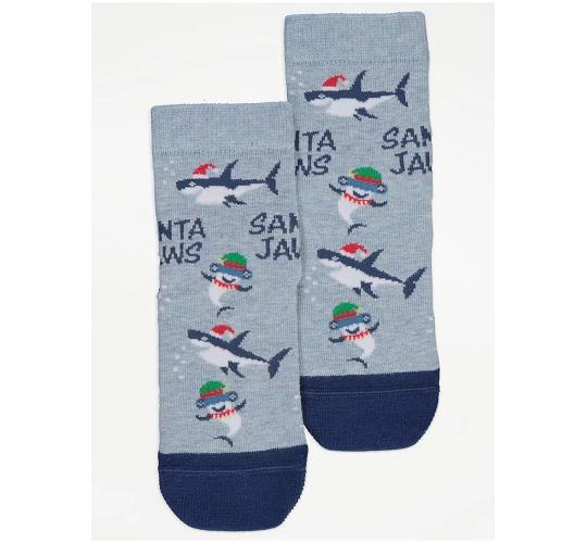 Wholesale Job Lot of 24 Kid's Ex-Chainstore Christmas Santa Jaws Novelty Socks