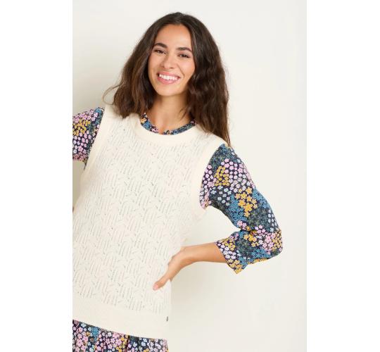 Job Lot of 4 Ladies Brakeburn Cream Stitch Detail Knitted Vest's