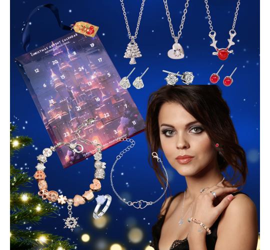10 Boxes-Gifts for Her Christmas Advent Calendar Jewellery Set 24pc -Bracelet, Pendant, Earrings and Rings|GCJSET021-3//032|UK SELLER