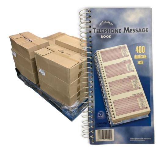 Pallet of 790 Adams Spiral Phone Message Books