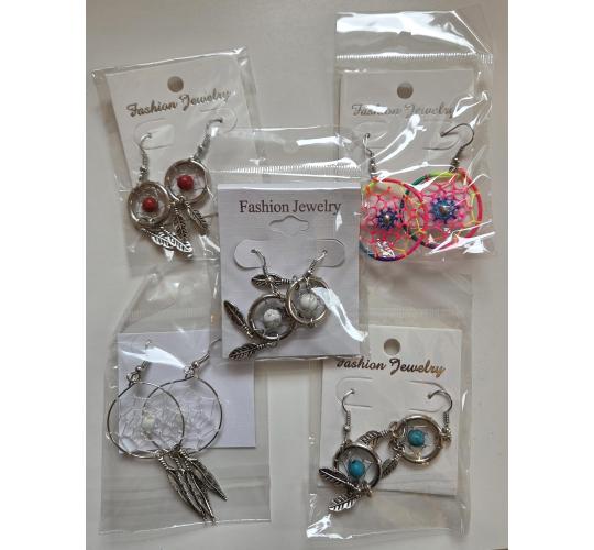 One Off Joblot Of 59 Pairs Of Dreamcatcher Earrings In Three Designs