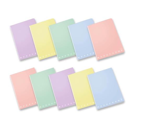 Pigna Brand A4 size 42 page  Notebooks in Monocromo Pastel colours assorted x 10 per pack 