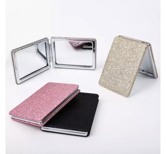 Joblot 370pc Glitter Compact Mirrors with 2 mirrors (1 Magnifier) - Gold, Pink, Silver & Black