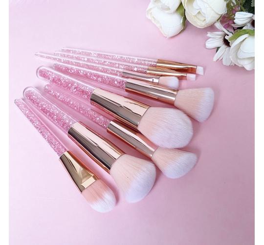 Joblot 185pc Pink Diamonte Handle Makeup Brush Set (8 brushes per set)
