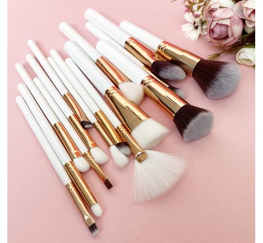 Joblot 160pc White Handle Makeup Brush Set (15 brushes per set)