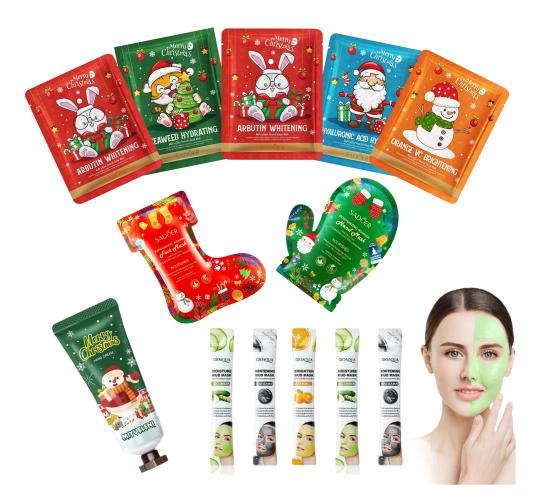 Mixed 50pcs-Christmas Radiance Collection Foot Facial Mask with Free Hand Cream Set-Random|GCMK-Set 7-50pcs Mixed|UK SELLER