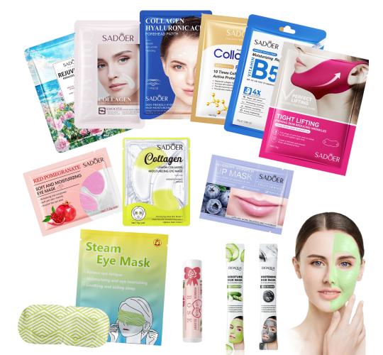 Mixed 100pcs-Multi Vitamin Collagen Facial Masks Treatment Bundle Set Plus Lip Balm Set-Random|GCMK-Set 10-100pcs Mixed|UK SELLER
