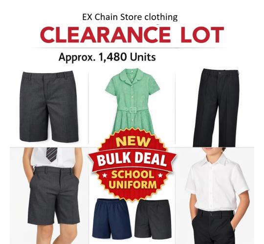CLEARANCE JOB LOT –JL (Ex Chain store) - School Clothing – Approx. 1,480 Units
