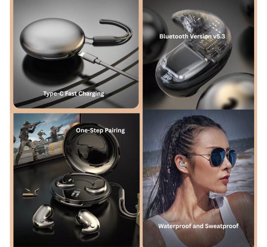 20pcs-Mini Wireless Sleep Earbuds – Bluetooth 5.3, In-Ear Noise-Cancelling with Mic, 24H Playtime, Waterproof, LED Display, Touch Control, USB-C Cha