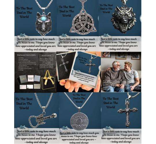 10 Sets-Father’s Day Gifts Men’s Compass Evil Eye Wolf Stainless Steel Pendant Necklace-Mixed|GCJ569GCJ571GCJ580GCJ586GCJ595GCJ599-Dad Note-10 set