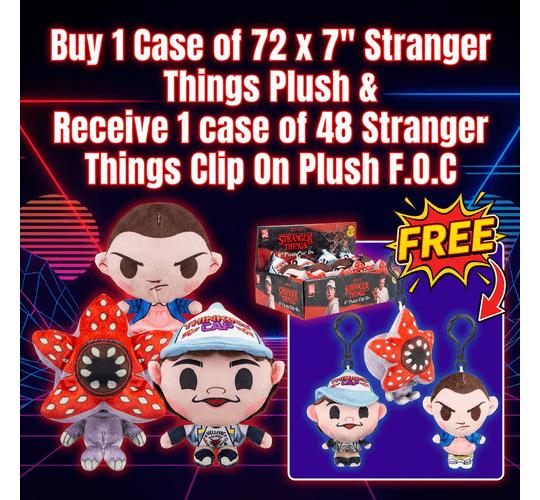 Stranger Things Plush Mega Deal – Buy 72pc 7” Plush Case, Get 48 Clip-Ons FREE