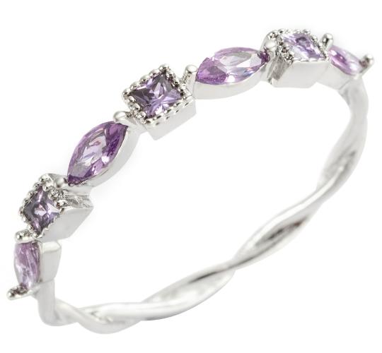 Purple & Clear CZ eternity ring