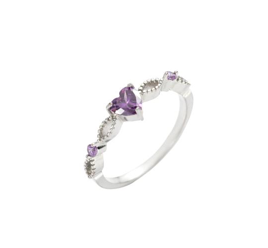Purple heart CZ ring