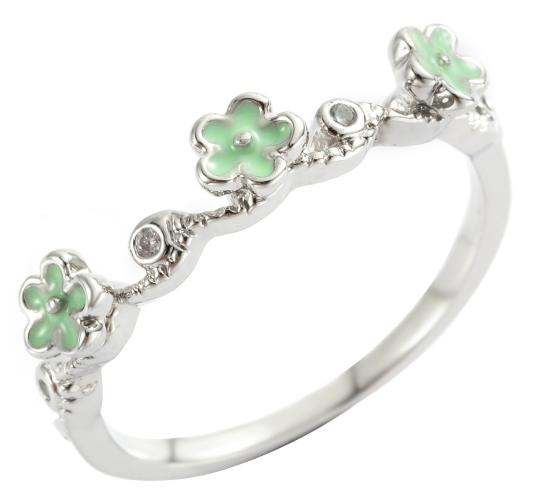 Turquoise Enamel Flowers & CZ ring