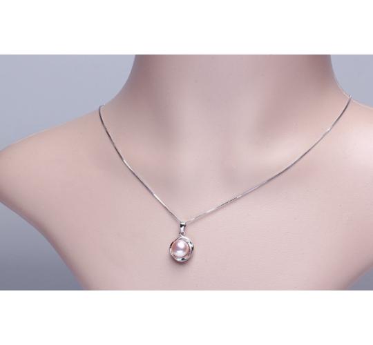 925 Silver Freshwater Pearl Pendant/Necklace, Pink/White