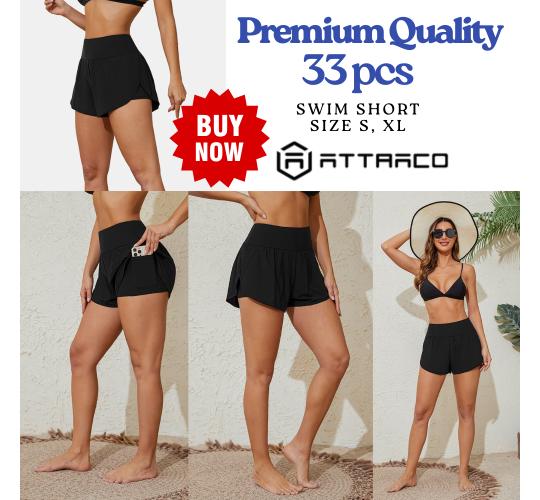 33pcs-Stretchy High-waisted Sport Yoga Swimming Shorts with Phone Pockets-Size S and XL|GCLSW033-Shorts (33pcs)|UK SELLER