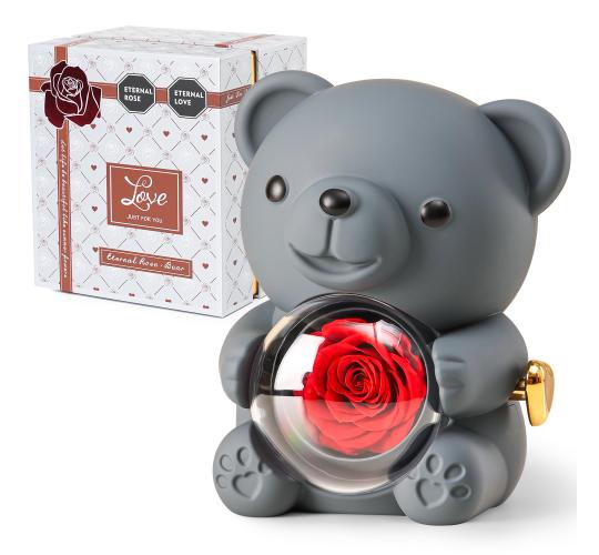 One off job lot x 11 Preserved Rose bear with necklace