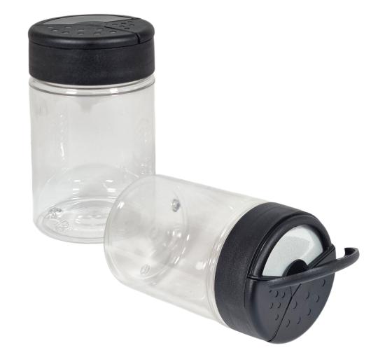 250ml Clear PET Plastic Bottles with 3 Zone Flipper Shaker Lid Dishwasher Safe