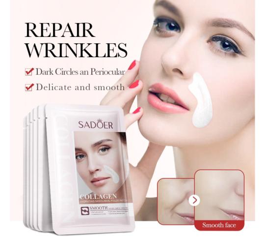 50pcs-SADOER Smile Line Wrinkle Firming Solution Hydration Collagen Masks|GCMK006-Nasal Mask-50pcs|UK SELLER