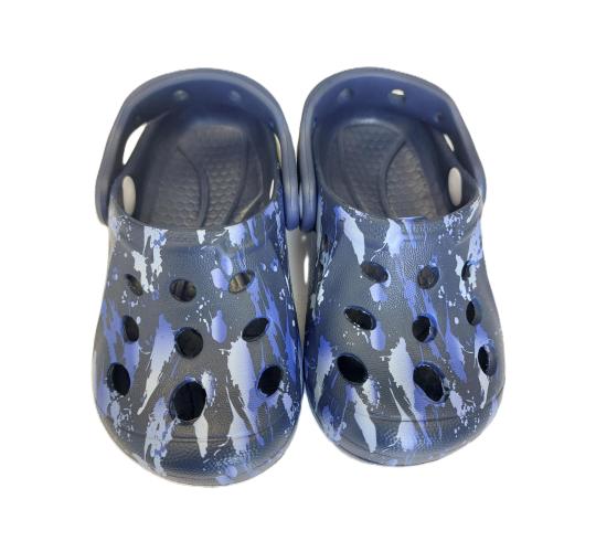 CHILDREN'S CLOGS - NAVY WITH BLUE PAINT SPLASH DETAIL, 5 SIZES, 50 UNITS PER JOB LOT