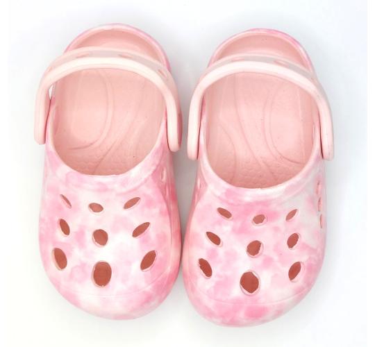 CHILDREN'S CLOGS - PINK TIE DYE, 5 SIZES, 50 UNITS PER JOB LOT
