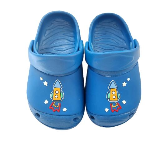 CHILDREN'S CLOGS - BLUE WITH ROCKET DETAIL, 5 SIZES, 50 UNITS PER JOB LOT
