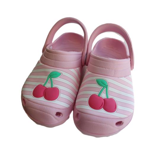 CHILDREN'S CLOGS - PINK WITH CHERRY DETAIL, 5 SIZES, 50 UNITS PER JOB LOT