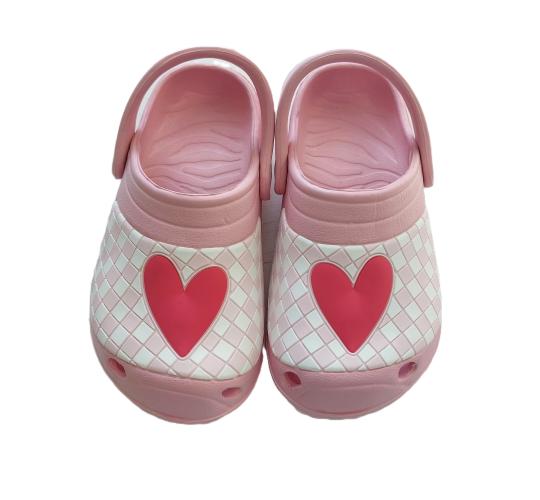 CHILDREN'S CLOGS - PINK WITH HEART DETAIL, 5 SIZES, 50 UNITS PER JOB LOT