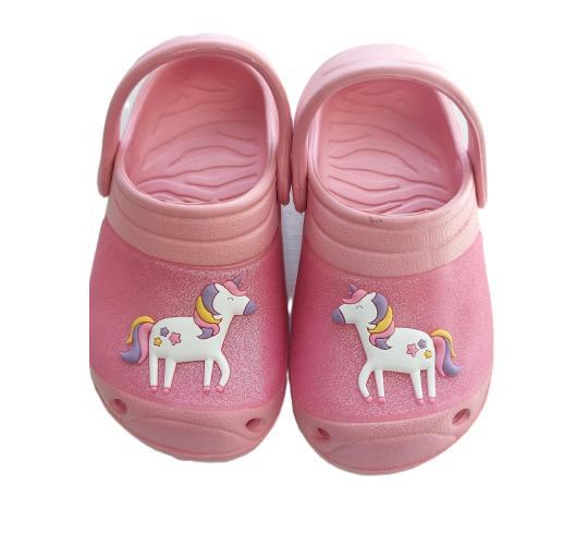 CHILDREN'S CLOGS - PINK WITH UNICORN DETAIL, 5 SIZES, 50 UNITS PER JOB LOT