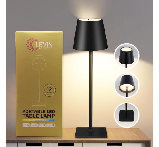 20 x Black Rechargeable Portable LED Table Lamp – Touch Control, 3 Colour Modes, Dimmable, 4000mAh Battery – Modern Cordless Design – Ideal for 