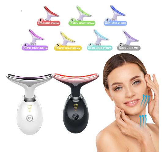 10pcs-7 LED Light Face & Neck Lifting Massager – Tighten, Tone & Rejuvenate at Home-Random Colour|GCBT004-Black/White-10pcs-Random|UK SELLER