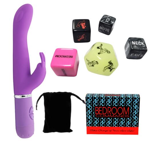 10 Sets- 7pcs Couples Bedroom Gift Set-10-Mode Rabbit Vibrator, Kama Sutra Glow Dice & Bedroom Commands Game|GCAPSET055-10 Sets|UK SELLER
