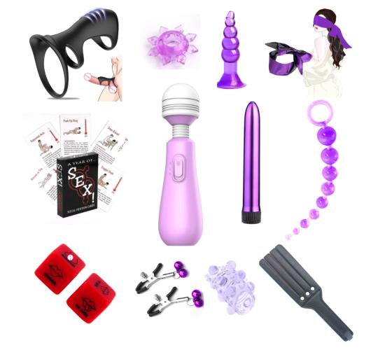 10 Sets- 12pcs Couples Bedroom Adventure Set – Magic Wand Massager, Position Game Cards, Sex Dice, & Sensory Accessories|GCAPSET030-No Box-10 Sets|U