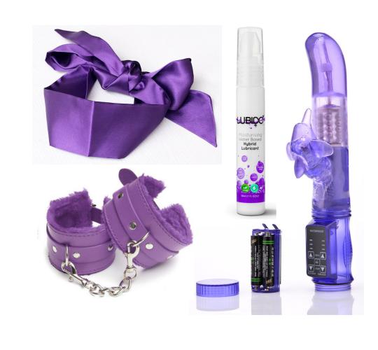 5 Sets - 4pcs Sexy Game Vibrator Bondage Purple Play Set for Couples|GCAPSET026-4pcs-5 Sets|UK SELLER