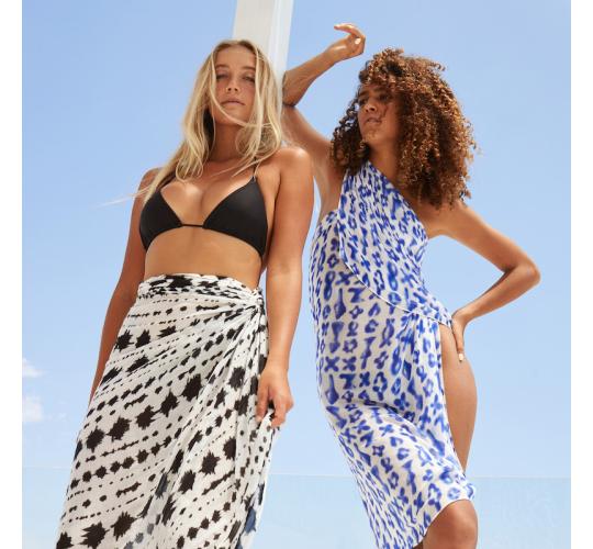 40 Designer Bamboo Sarongs | Mix of 4 Designs & Colours | Hand-Drawn Abstract Prints