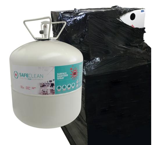 Pallet of 23 Safeclean Surface Sanitiser Spray Canister (22L)