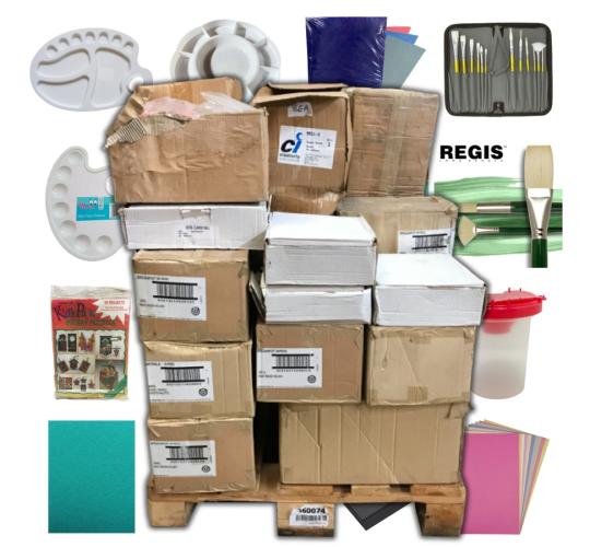 Pallet of 1,465 Mixed Arts & Crafts Stock - Paint Palettes, Card, Pots, Etc.