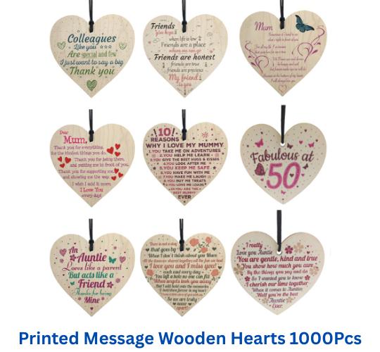 JOBLOT Wooden Hanging Heart Plaque 10cm Gift Tags for Friends Family Colleagues 1000pcs
