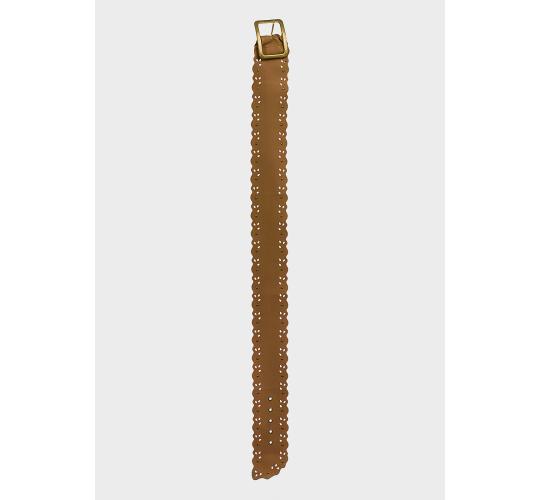 PU Leatherette Hip Belt, Ochre, Scalloped, Studded