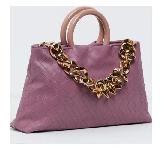 30 pcs mix colour-Ladies Woven Effect Top Handle  Chain Details Bag