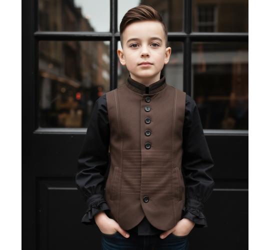 Boys Vintage Velvet Waistcoat, Uniform Vest, Ages 3-10