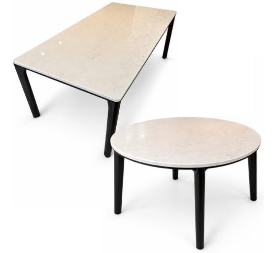One Off Job Lot of 7 David Phillips Mixed Modern Stone-Top Dining Tables