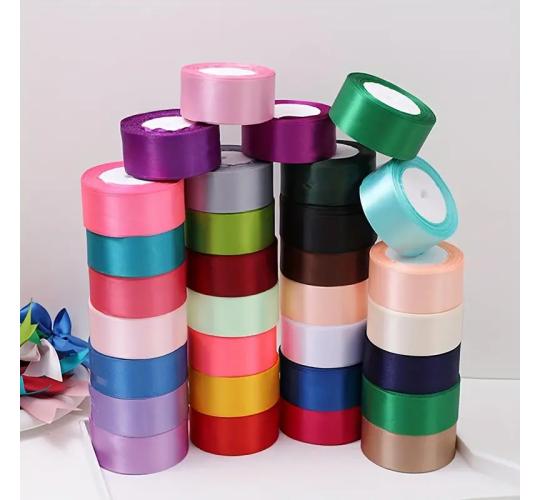 100x Double Sided Satin Ribbon Rolls 25mm x 100 Yards Mixed Colours Craft Wholesale