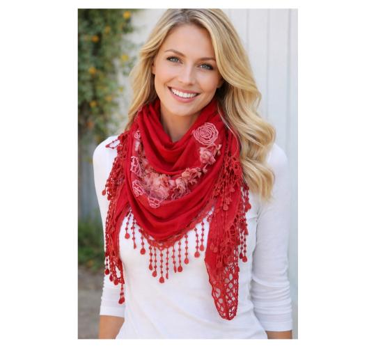 100 pcs Mix Colour Ladies Fashion Triangle Lace rose scarf