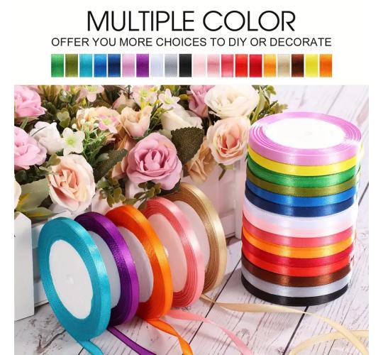 100x Double Sided Satin Ribbon Rolls 7mm x 100 Yards Mixed Colours Craft Wholesale